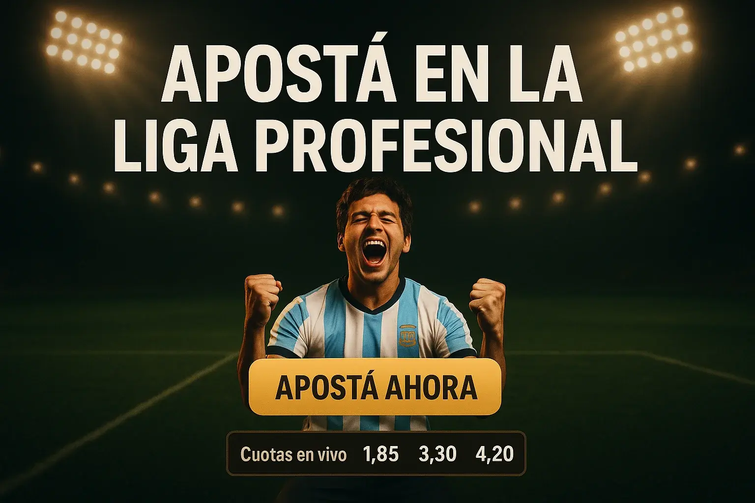 Banner casino: vos apostás en la Liga Profesional, hincha argentino festejando gol