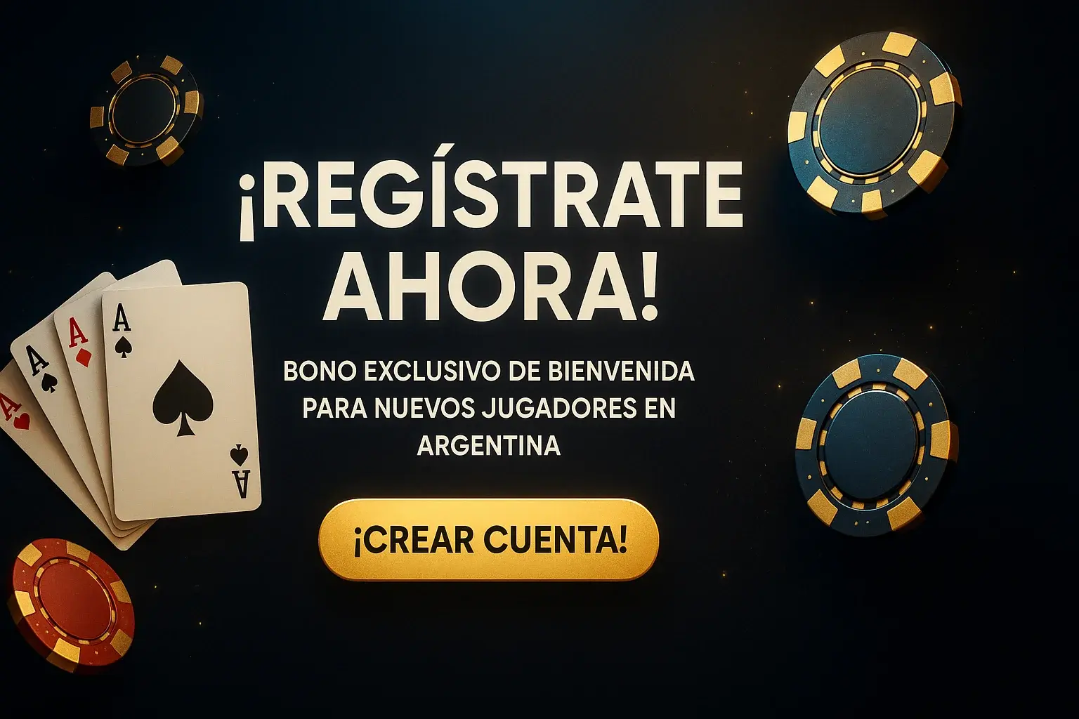 Banner de casino para registro con bonus de bienvenida en Argentina